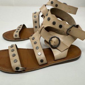 American Eagle Tan Brown Strappy Studded Gladiator Sandals Shoes Women's Size 8